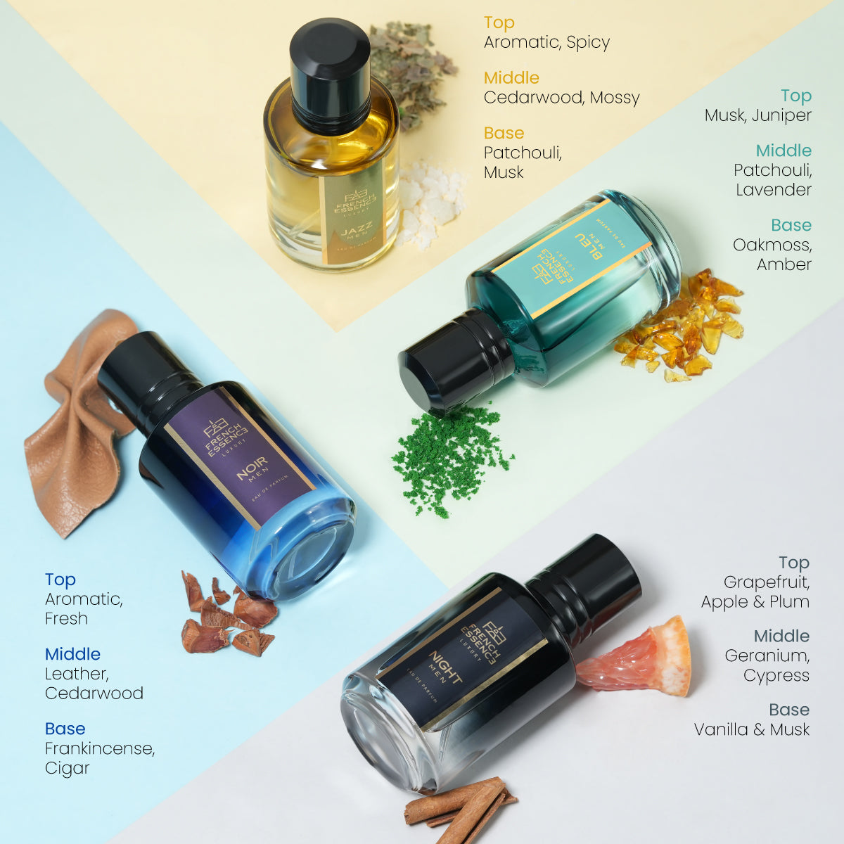 Men's Luxury Frankincense, Vanilla French Perfume Gift Set