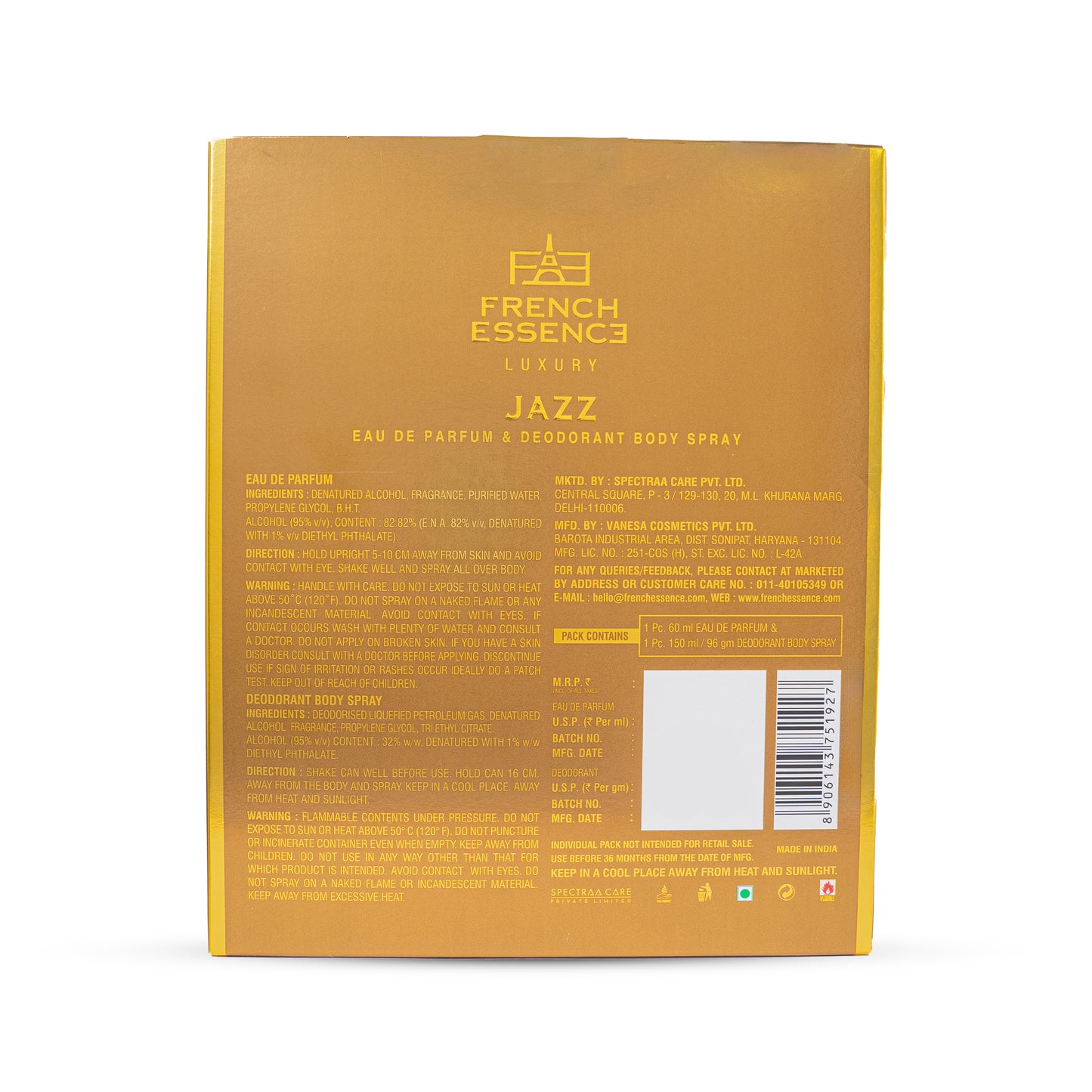 Jazz Men Perfume (60ml) & Deodorant (150ml) Combo Pack