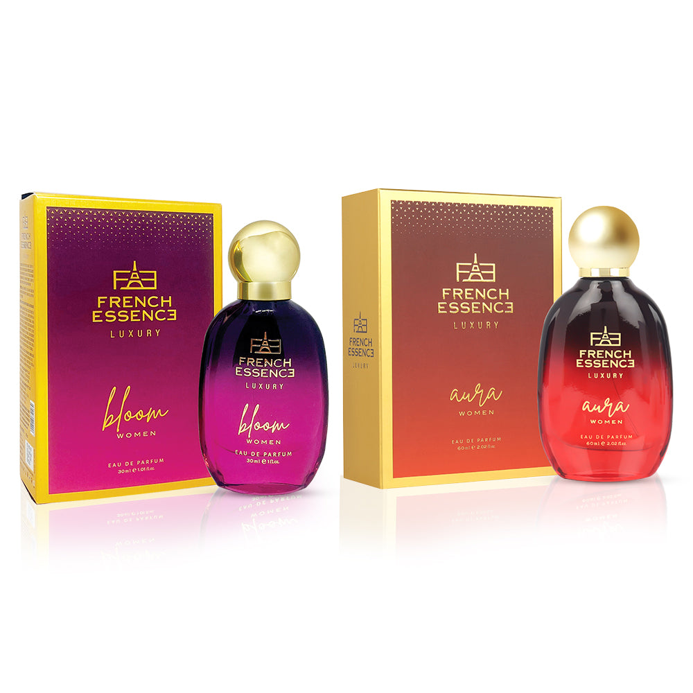 Bloom + Aura (30ml+60ml) Premium Perfume Set for Women (Pack of 2)