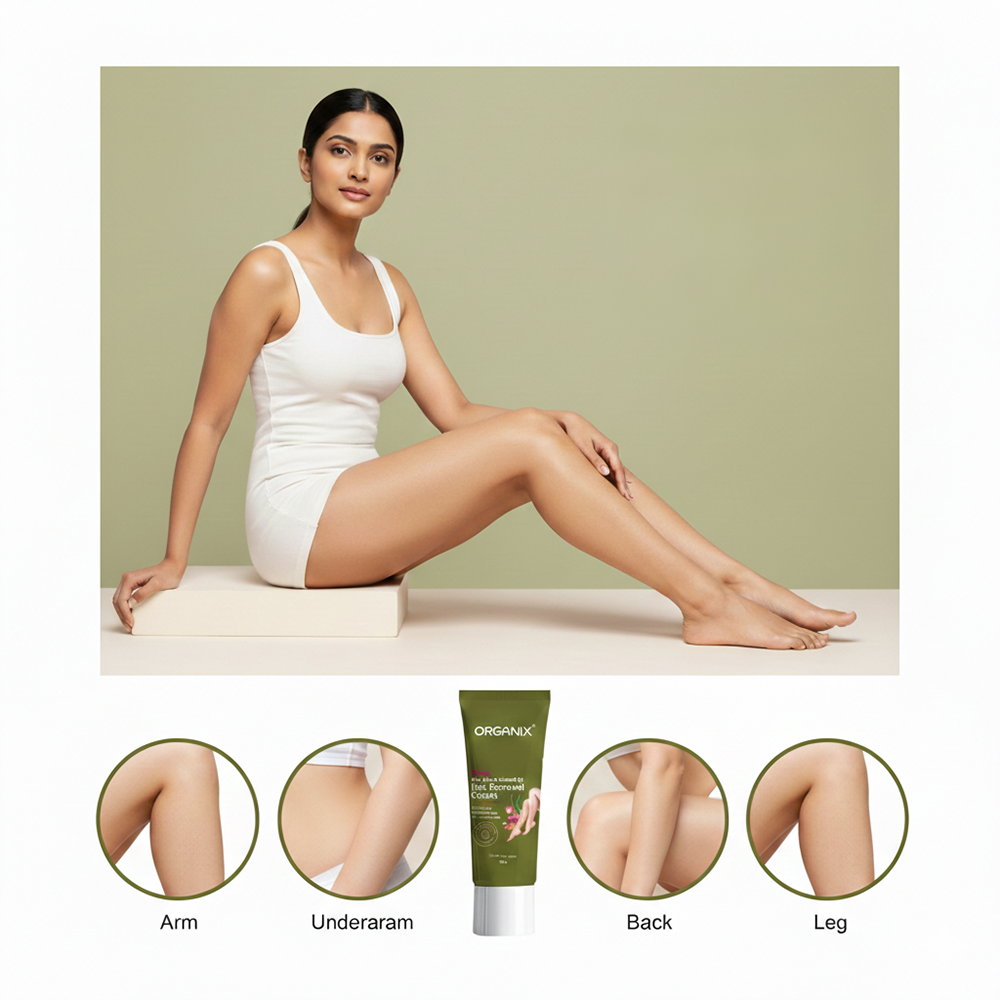 Organix Rose Hair Removal Cream 60g & Moisturizer Serum 15ml