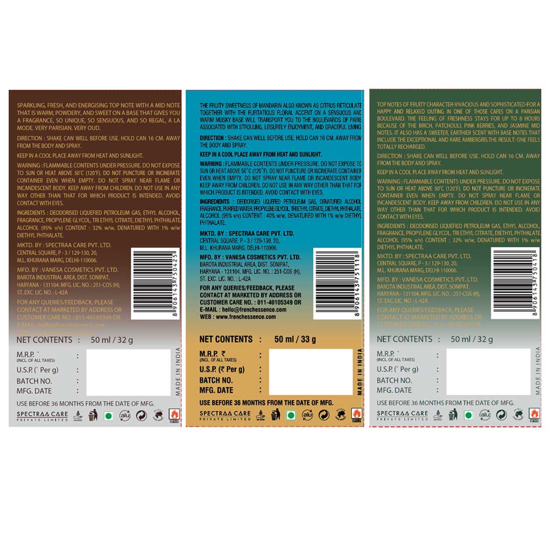 Unisex MINI Deodorant Body Spray Combo Pack 50ML Each (Pack of 3)