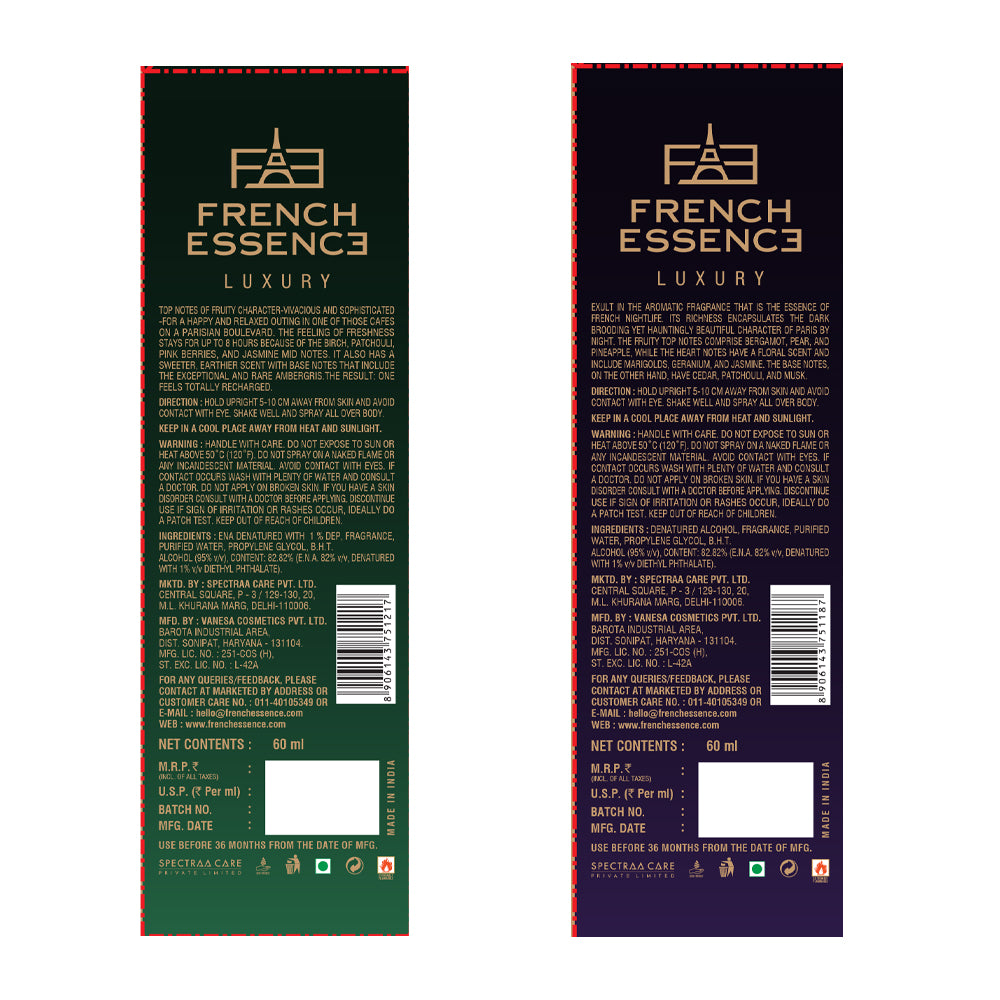 Men's Luxury Perfume Combo Pack 60ml+60ml (Pack of 2)