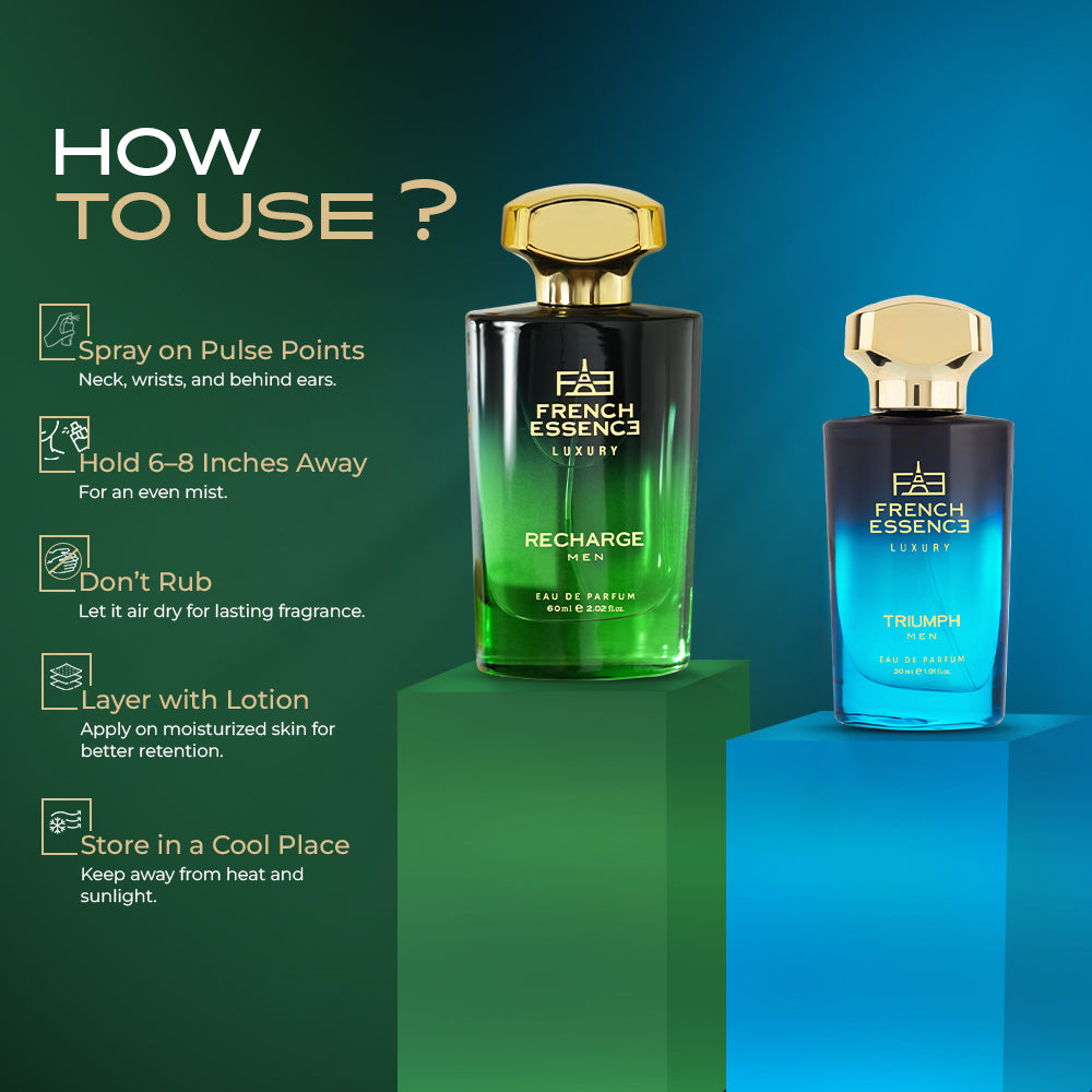 Triumph + Recharge (60ml+30ml) Luxury Perfume Combo (Pack of 2)
