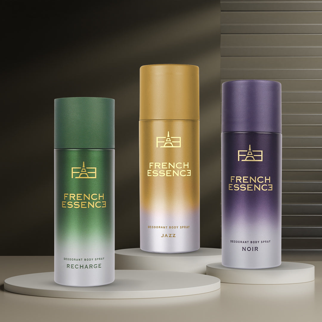 Combi Pack of Jazz, Noir & Recharge Deodorant Spray for Men (50ml Each, Pack of 3)