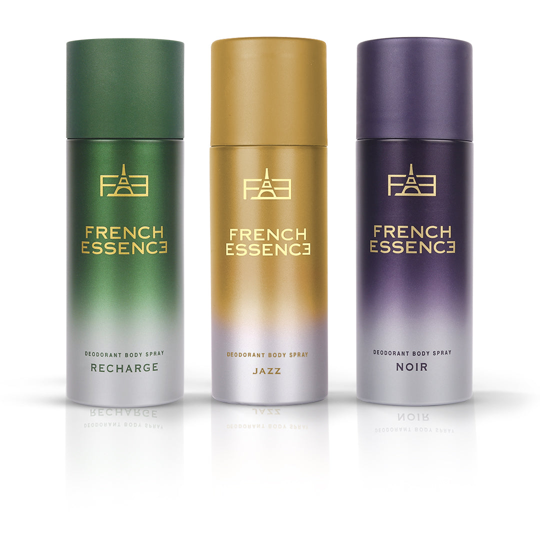 Combi Pack of Jazz, Noir & Recharge Deodorant Spray for Men (50ml Each, Pack of 3)