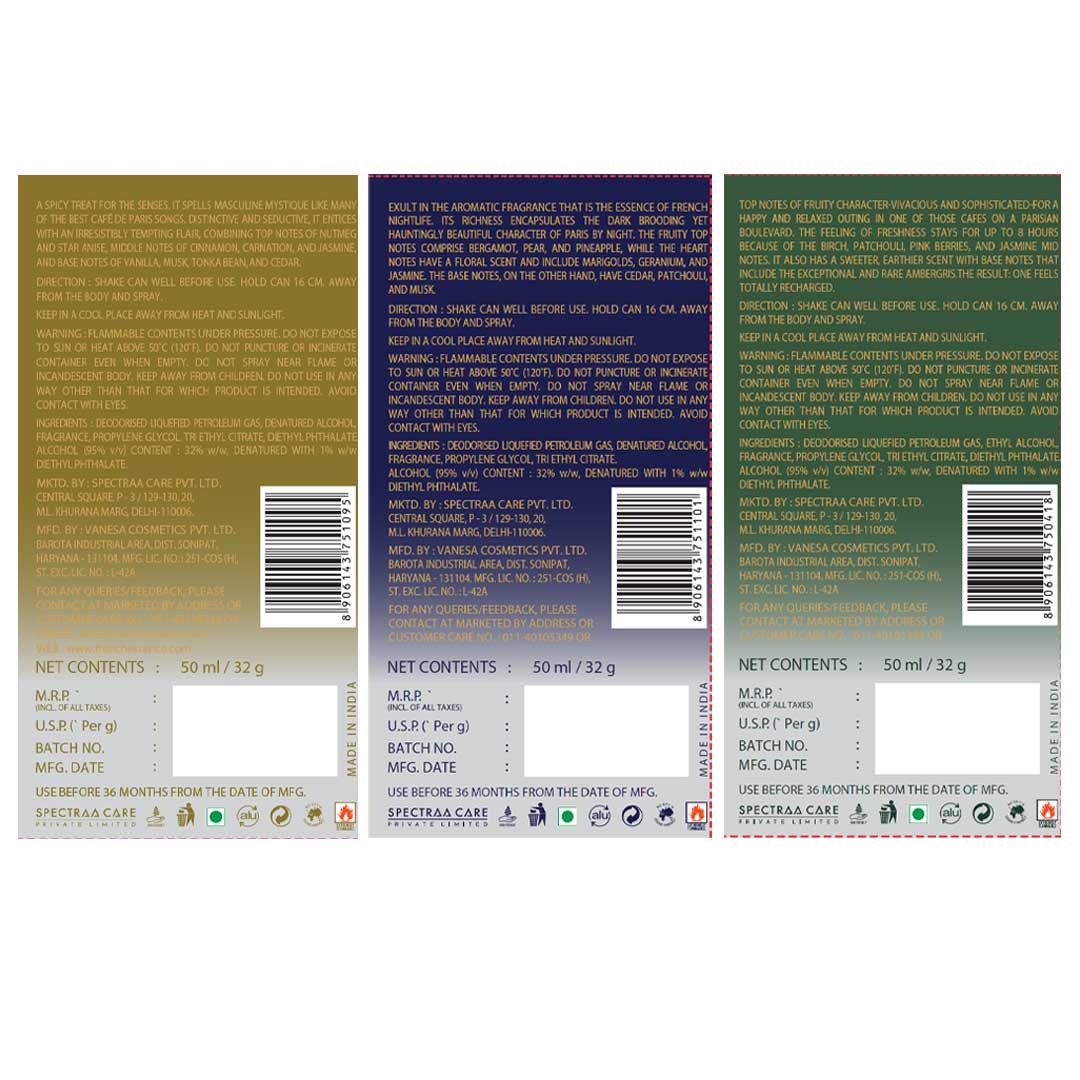 Combo Pack of Jazz, Noir & Recharge Deodorant Spray for Men (50ml Each, Pack of 3)