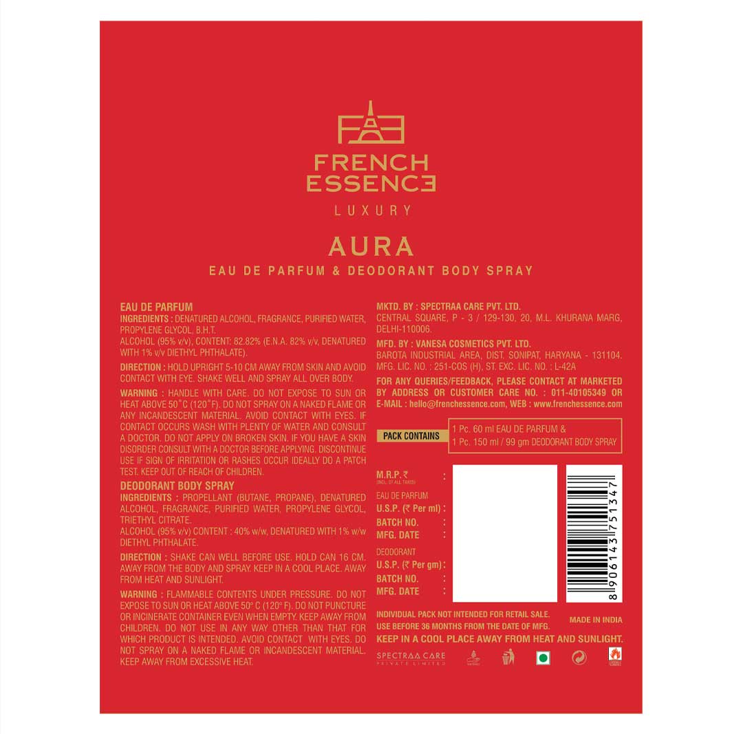 Aura Women Perfume (60ml) & Deodorant (150ml) Combo Pack