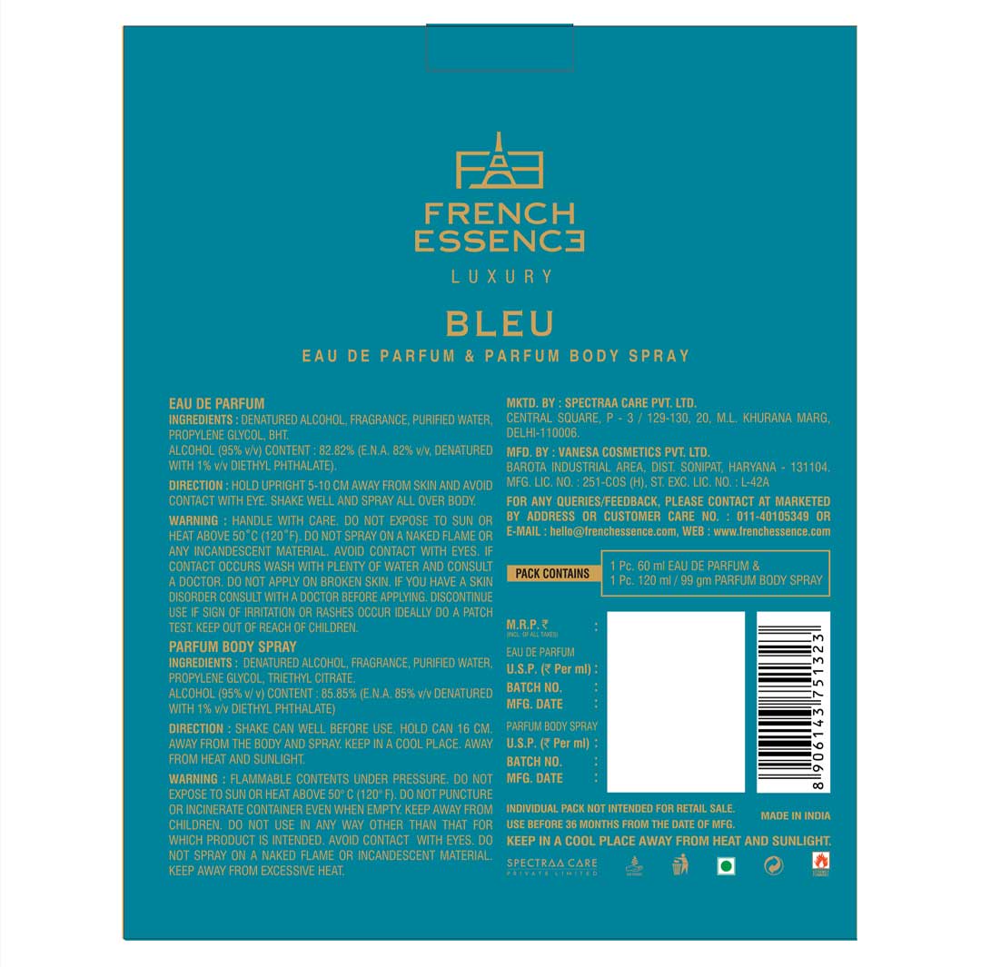 Bleu Unisex Perfume (60ml) & Deodorant (120ml) Combo Pack