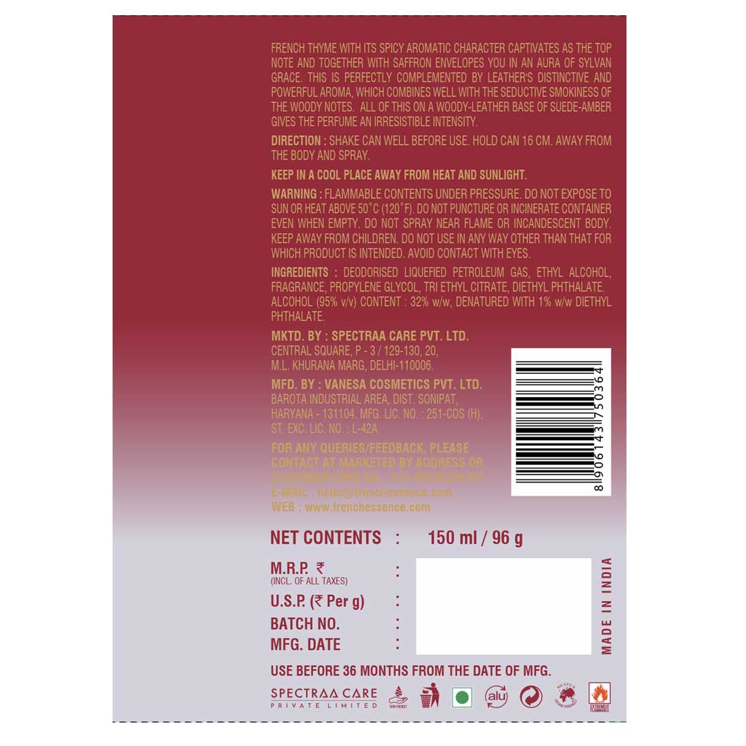 Intense Unisex Deodorant Body Spray - 150ml