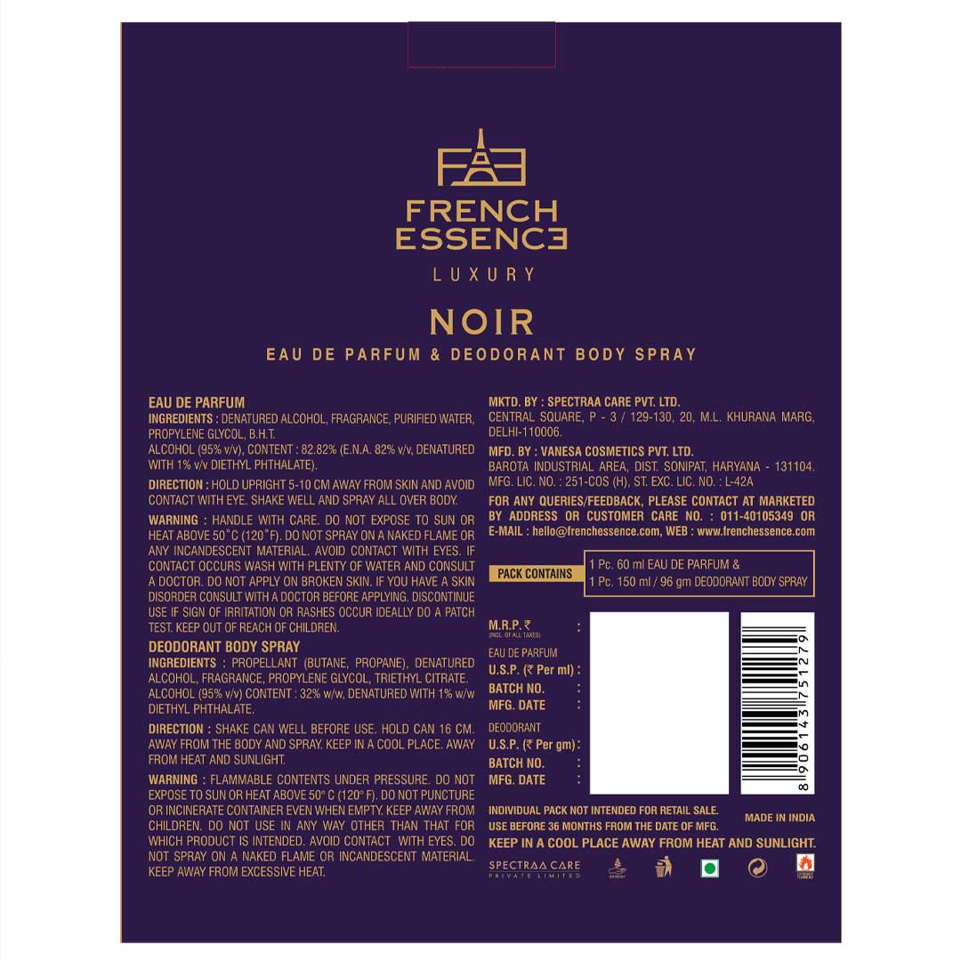 Noir Men Perfume (60ml) & Deodorant (150ml) Combo Pack