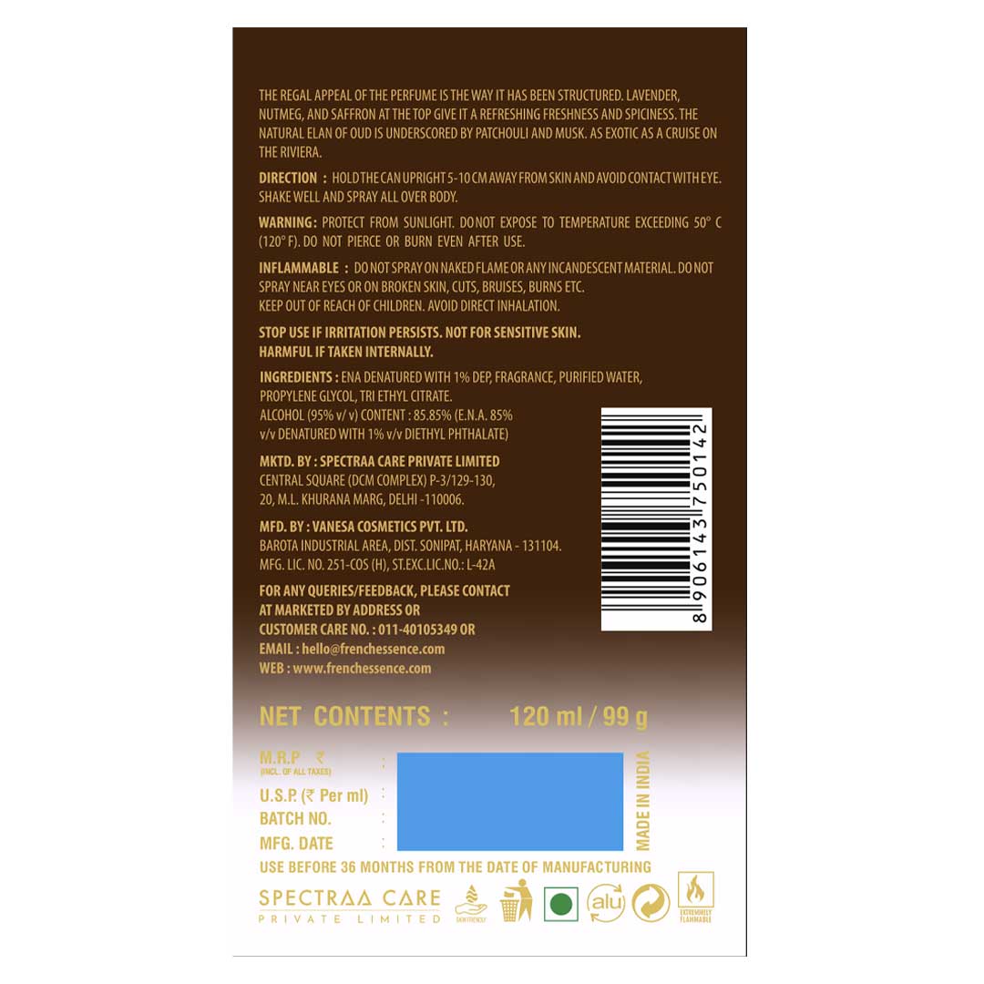 Oud Royale Unisex Parfum Body Spray - 120ml