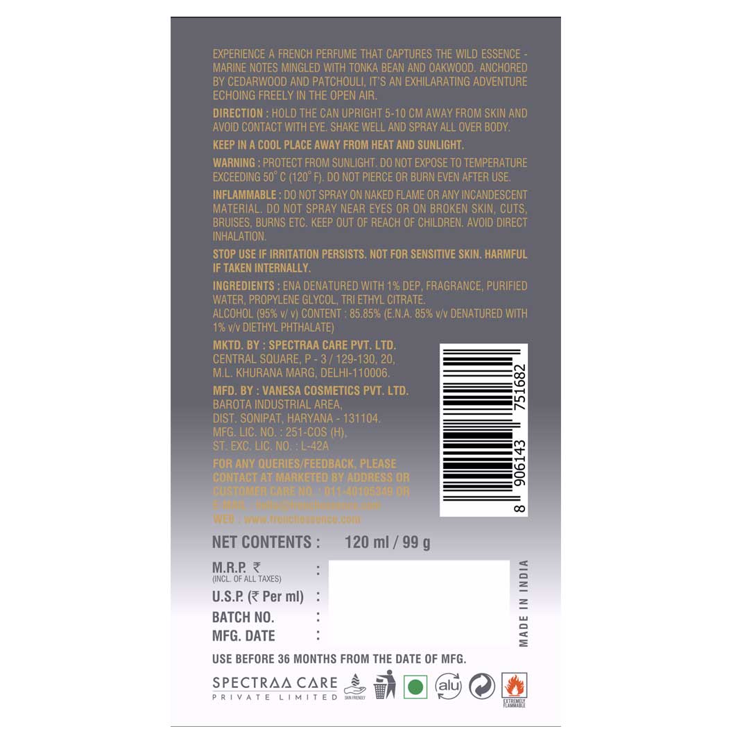 Wild Unisex Parfum Body Spray - 120ml