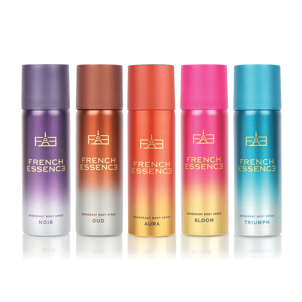MINI Combi Pack of Bloom, Aura, Oud, Noir & Triumph Deodorant Spray 50ML Each (Pack of 5)