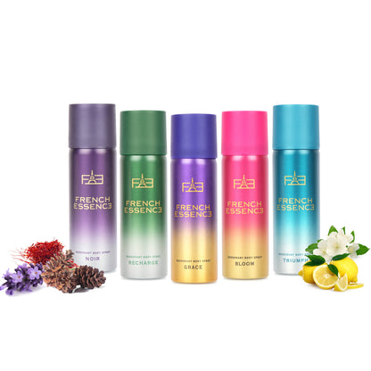 Unisex MINI Deodorant Body Spray Combo Pack 50ML Each (Pack of 5)