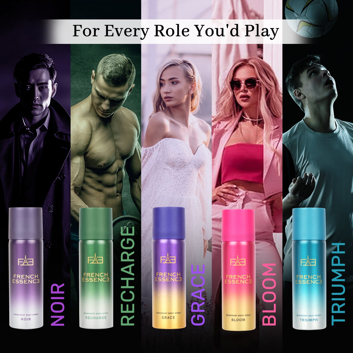 Unisex MINI Deodorant Body Spray Combo Pack 50ML Each (Pack of 5)