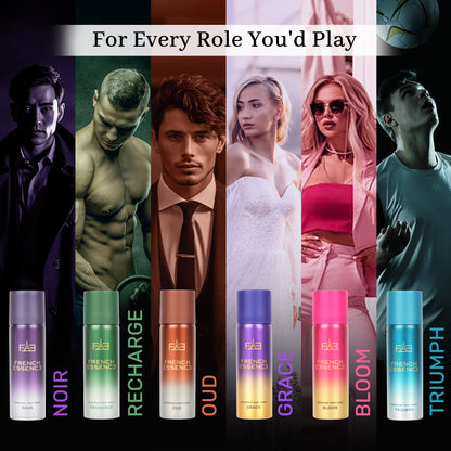 Unisex MINI Deodorant Body Spray Combo Pack 50ML Each (Pack of 6)