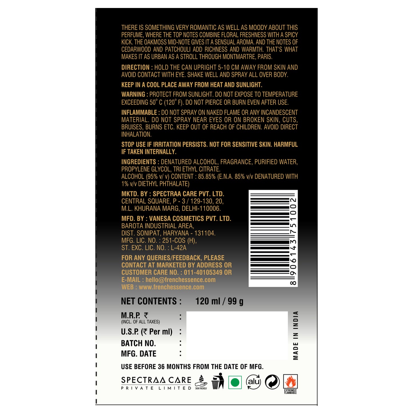 Urban Unisex Parfum Body Spray - 120ml