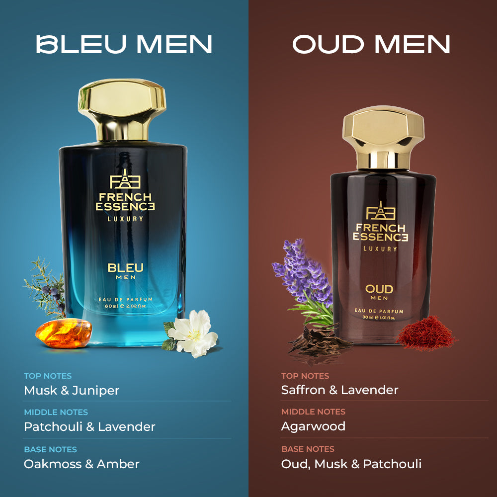 Oud + Bleu (60ml+30ml) Men Premium Perfume Combo (Pack of 2)