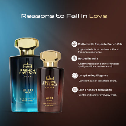 Oud + Bleu (60ml+30ml) Men Premium Perfume Combo (Pack of 2)