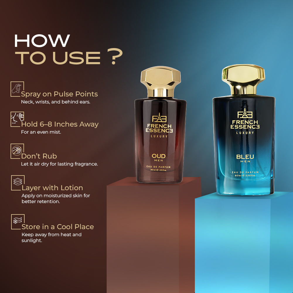 Oud + Bleu (60ml+30ml) Men Premium Perfume Combo (Pack of 2)