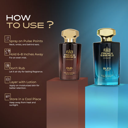 Oud + Bleu (60ml+30ml) Men Premium Perfume Combo (Pack of 2)