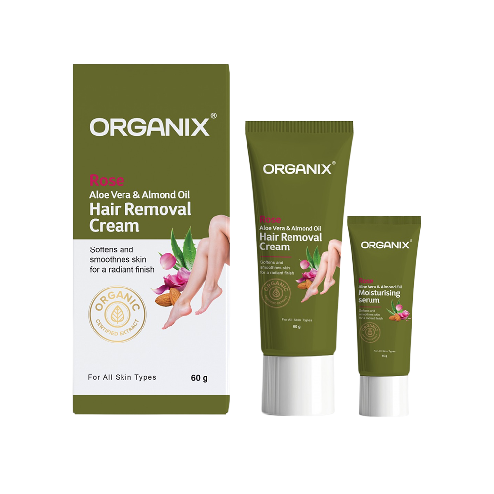 Organix Rose Hair Removal Cream 60g & Moisturizer Serum 15ml
