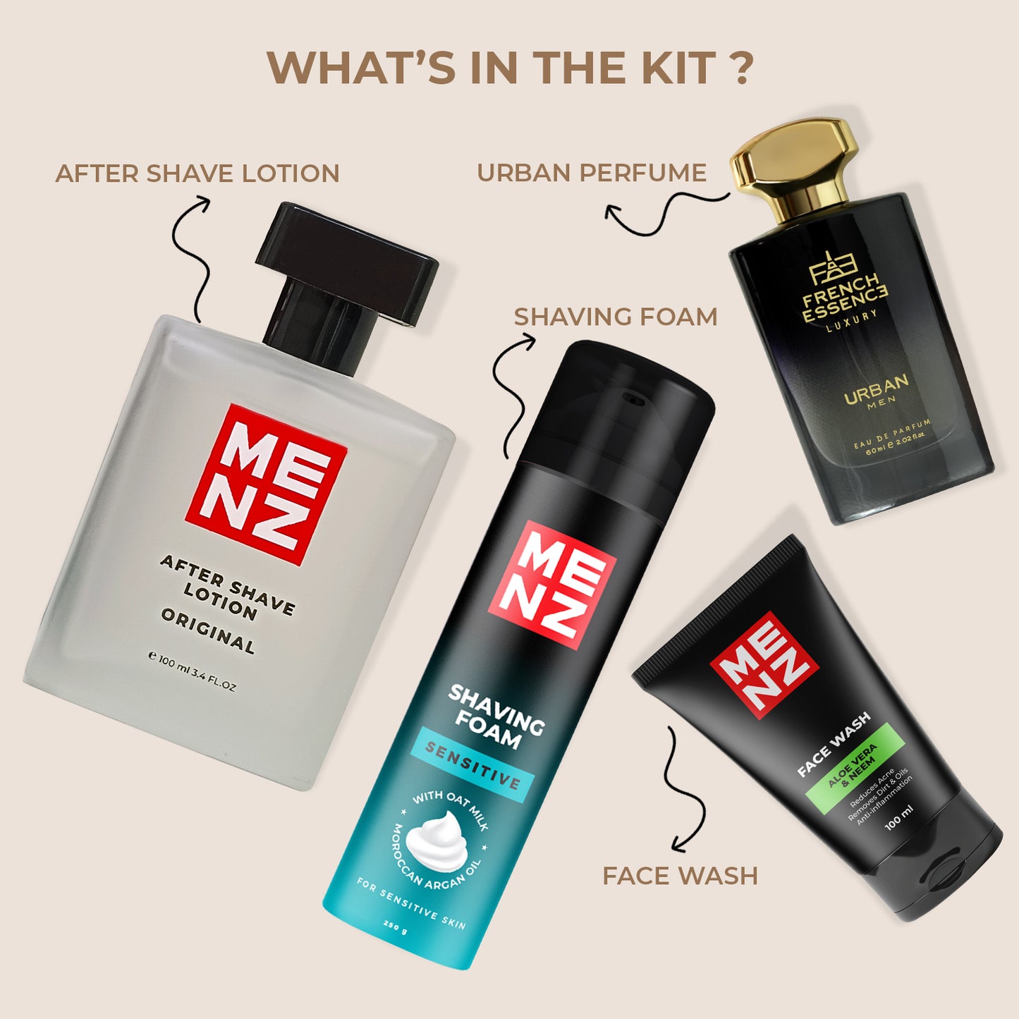 Men’s Daily Grooming Kit – Perfume, Face Wash, After Shave & Shaving Foam (4 in 1)