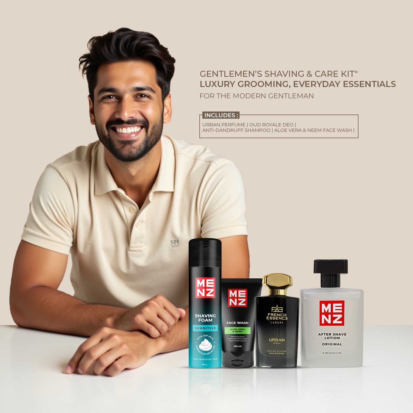 Men’s Daily Grooming Kit – Perfume, Face Wash, After Shave & Shaving Foam (4 in 1)