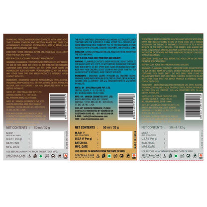 Unisex MINI Deodorant Body Spray Combo Pack 50ML Each (Pack of 3)