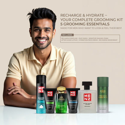 Men’s Ultimate Grooming Kit – Perfume, Deo, Skincare & Shaving Essentials (6 in 1)