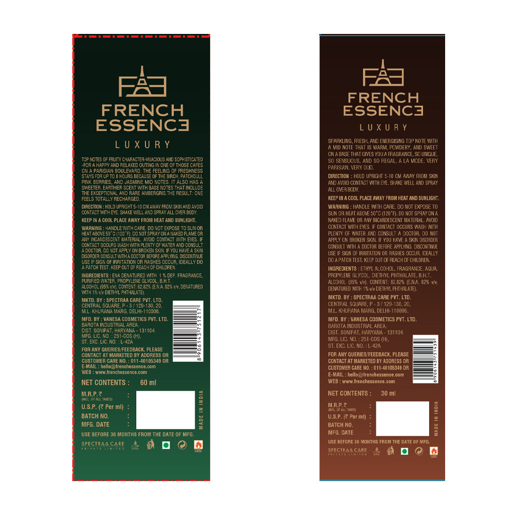 Oud + Recharge Premium Perfume Set for Men 60ml+30ml (Pack of 2)