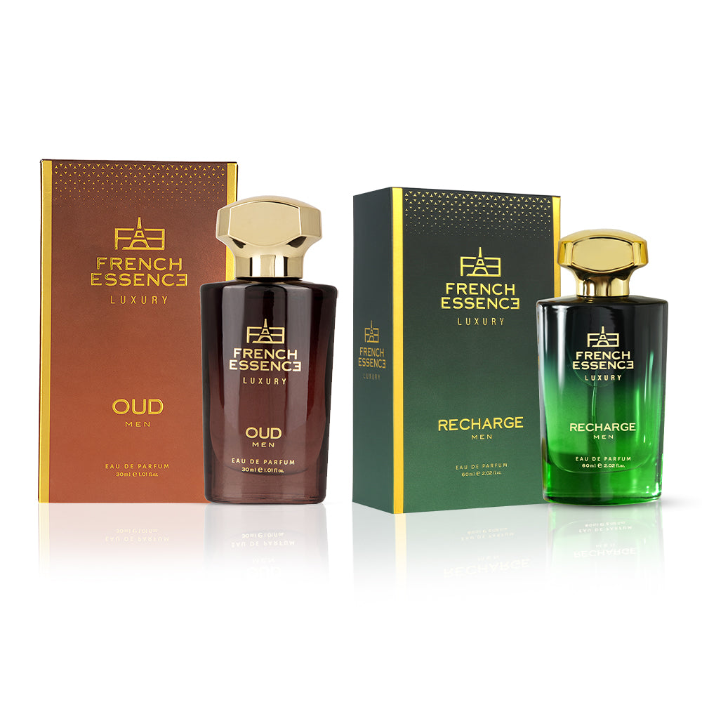 Oud + Recharge Premium Perfume Set for Men 60ml+30ml (Pack of 2)