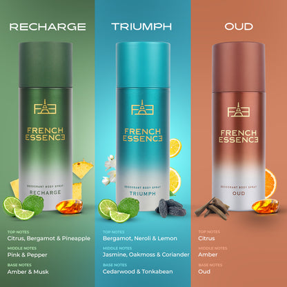 Unisex MINI Deodorant Body Spray Combo Pack 50ML Each (Pack of 3)