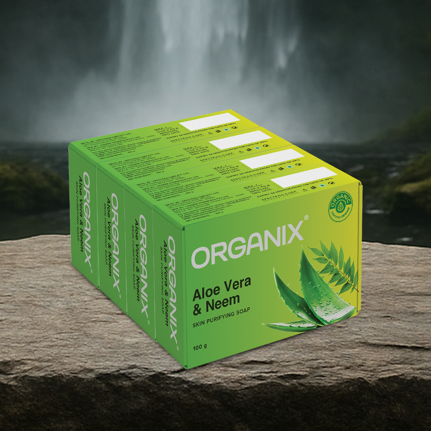 Organix Skin Purifying Soap Pack of 4 (100g x 4) Aloe Vera & Neem (Buy 3 get 1 free)