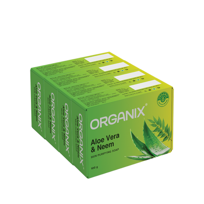 Organix Skin Purifying Soap Pack of 4 (100g x 4) Aloe Vera & Neem (Buy 3 get 1 free)