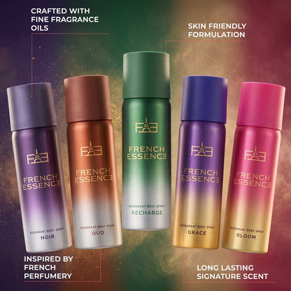 Set Of 5 MINI Deodorant Body Spray - 50ml Each