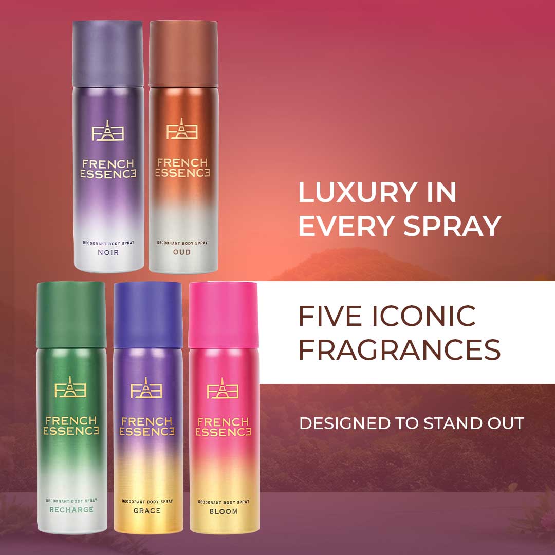 Set Of 5 MINI Deodorant Body Spray - 50ml Each