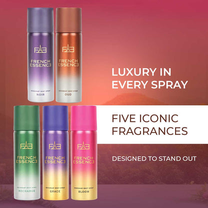 Set Of 5 MINI Deodorant Body Spray - 50ml Each