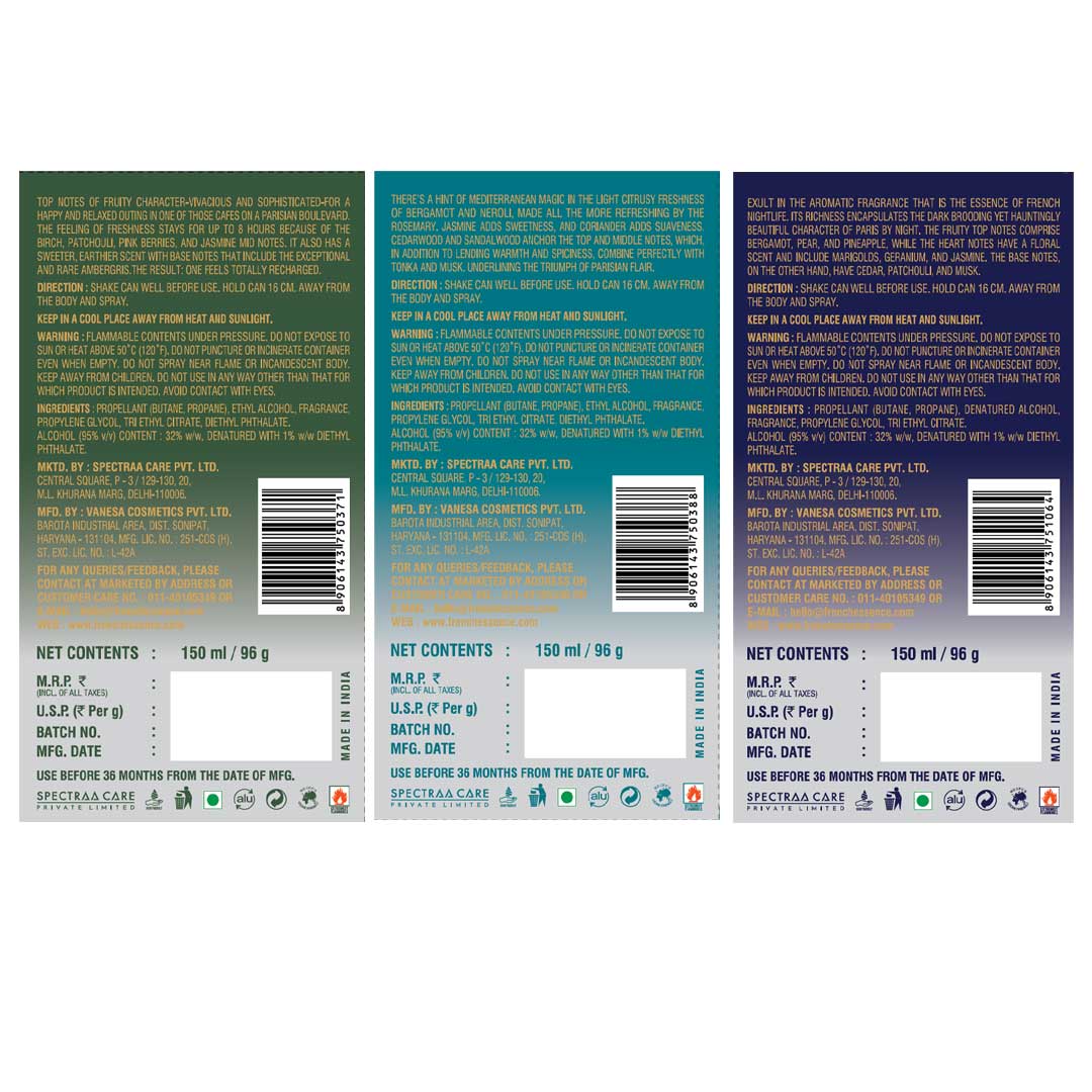 Men Deodorant Body Spray Combo Pack 150ML Each (Pack of 3)