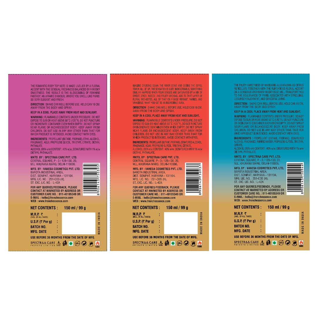 Luxury Women's Deodorant Body Spray Combo Pack 150ML Each (Pack of 3)