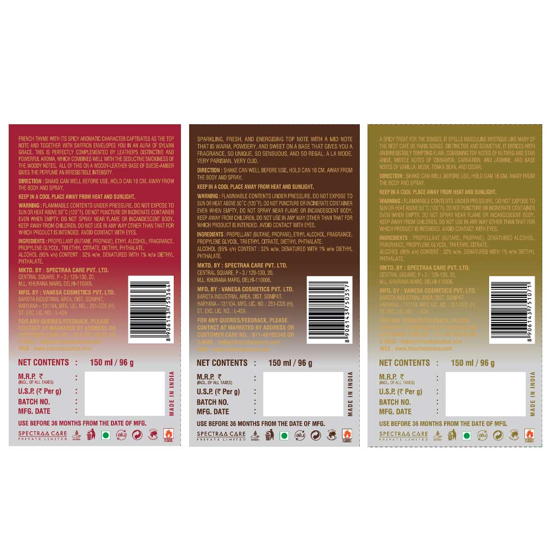 Luxury Unisex Deodorant Body Spray Combo Pack 150ML Each (Pack of 3)