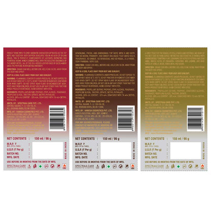 Luxury Unisex Deodorant Body Spray Combo Pack 150ML Each (Pack of 3)