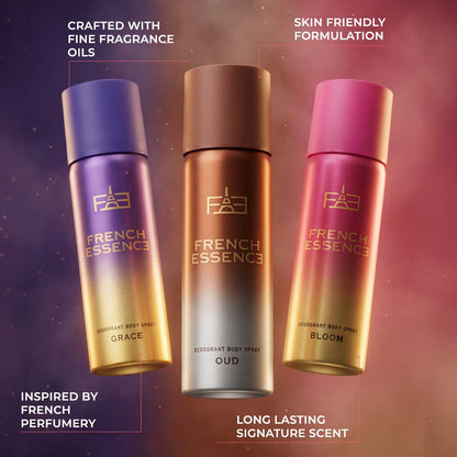 Set of 3 MINI Deodorant Body Spray 50ml Each - Bloom + Oud + Grace