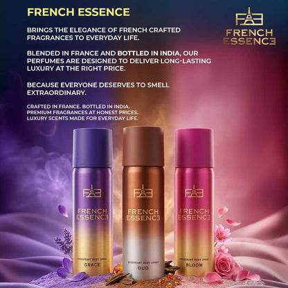 Set of 3 MINI Deodorant Body Spray 50ml Each - Bloom + Oud + Grace