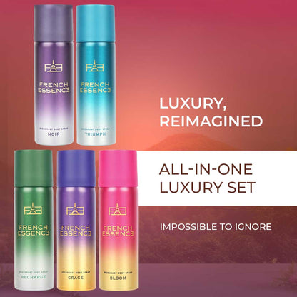 Unisex MINI Deodorant Body Spray Combo Pack 50ML Each (Pack of 5)