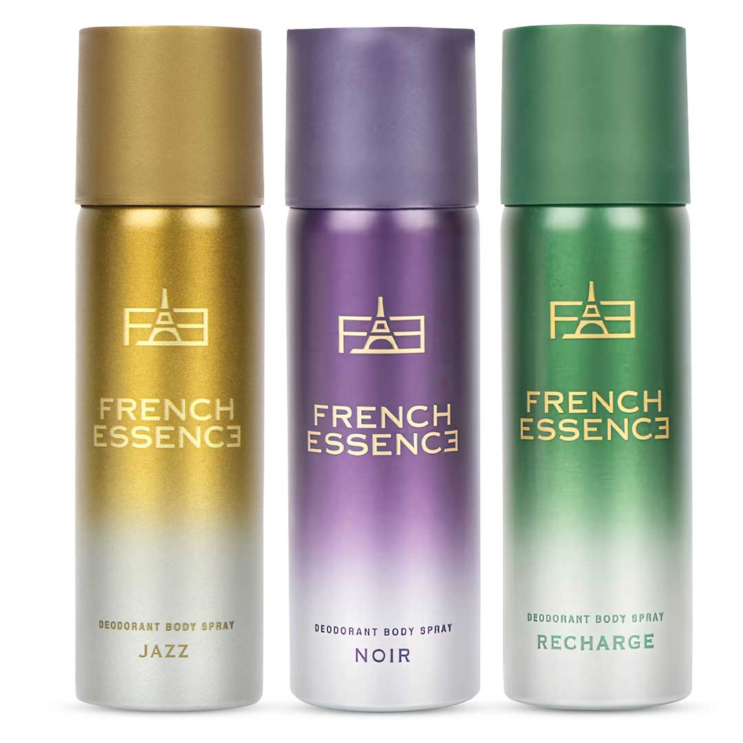 Combo Pack of Jazz, Noir & Recharge Deodorant Spray for Men (50ml Each, Pack of 3)