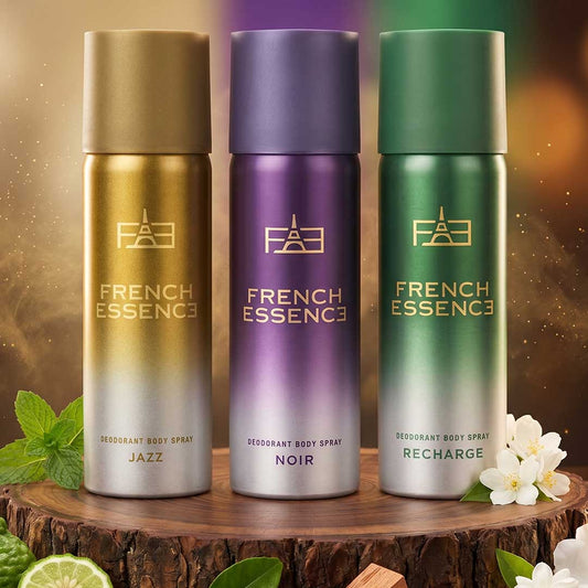 Combo Pack of Jazz, Noir & Recharge Deodorant Spray for Men (50ml Each, Pack of 3)