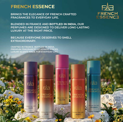 MINI Combo Pack of Bloom, Aura, Oud, Noir & Triumph Deodorant Spray 50ML Each (Pack of 5)