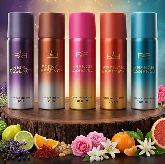MINI Combo Pack of Bloom, Aura, Oud, Noir & Triumph Deodorant Spray 50ML Each (Pack of 5)