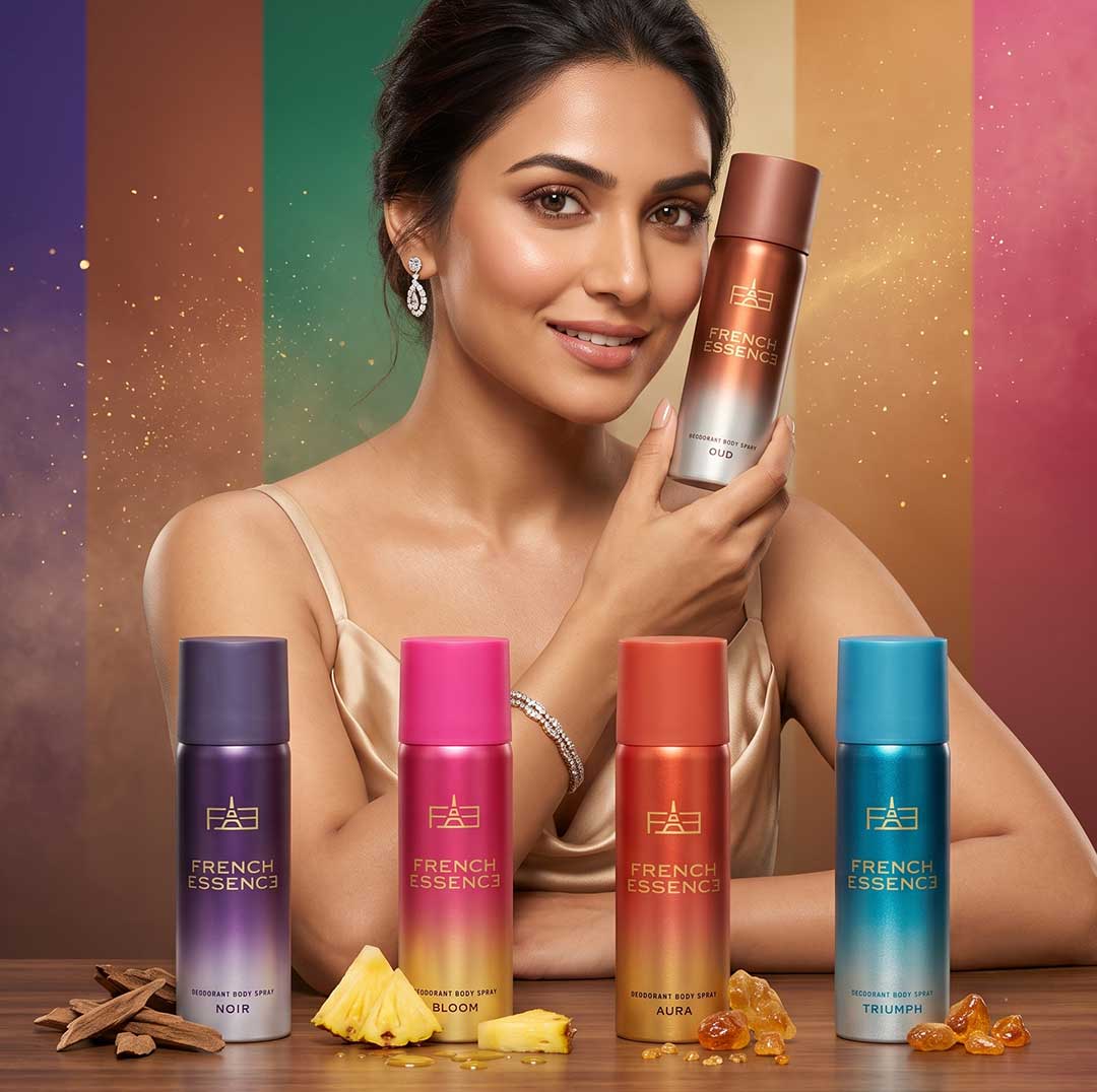 MINI Combo Pack of Bloom, Aura, Oud, Noir & Triumph Deodorant Spray 50ML Each (Pack of 5)